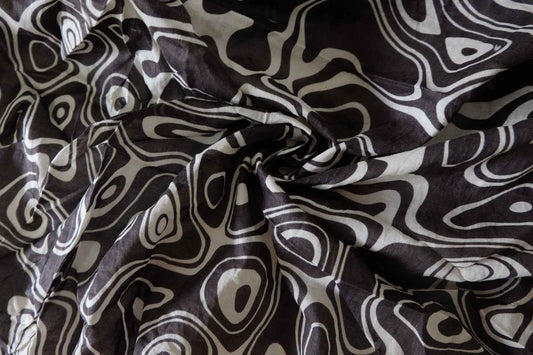 Black Abstract Lightweight Cotton Linen — 1.31 yd