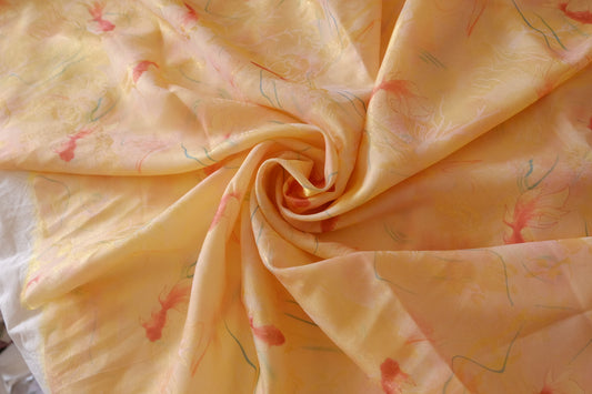 Golden Hour Garden – Floral Shimmer Satin Fabric – 3.28 yd