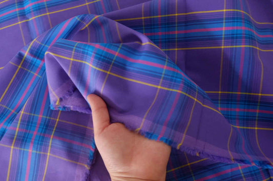 Vivid Purple Yarn-Dyed Plaid Cotton Poplin – 2.2 yd