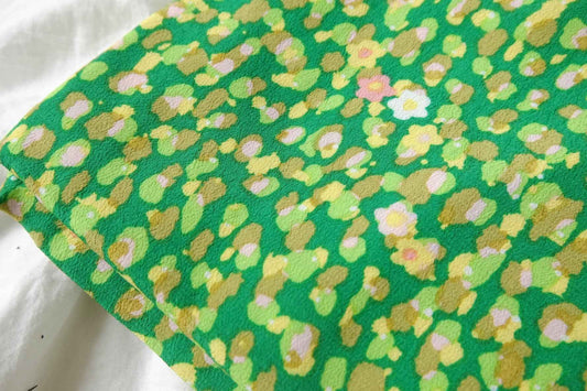 Green Retro Meadow Viscose Fabric - 1.64 Yards
