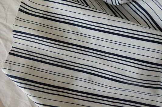 Navy Stripe Linen Cotton Blend — 2.19 yd