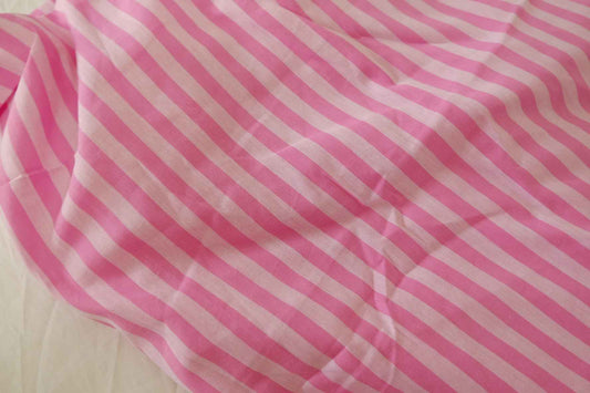 Pink Striped Lightweight Cotton Fabric - 3 yd