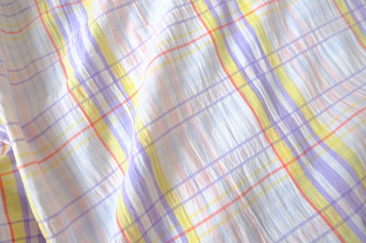 Pastel Plaid Cotton Seersucker, 2.2 Yards