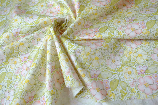 Pastel Garden Floral Dense Cotton Sateen — 1.64 yd