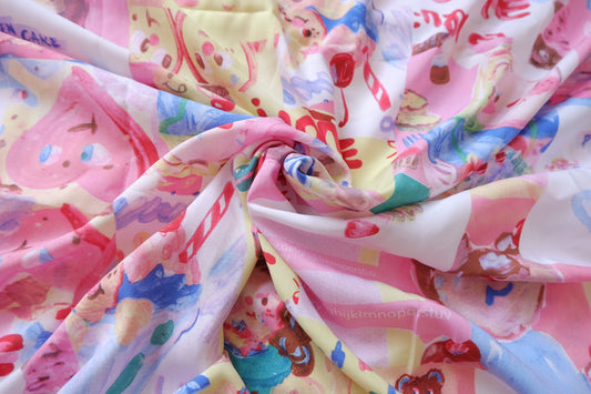 Hand-Painted Cake Collage Cotton Blend — 2.19 yd
