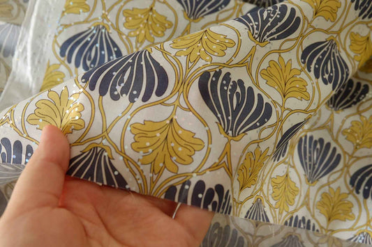 Metallic Ginkgo Cotton Lawn Fabric – 3.2 yd