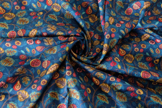 Fruit Vine Rayon Sateen Fabric – By the Meter