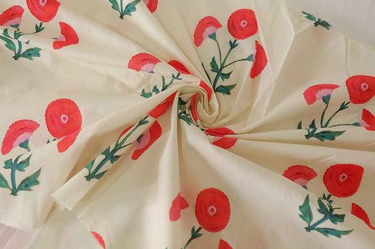 Watercolor Red Blooms Cotton Lawn – 3.3 yd