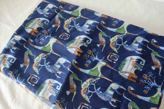 Navy Horse Print Border Cotton Fabric – 2.2 yd