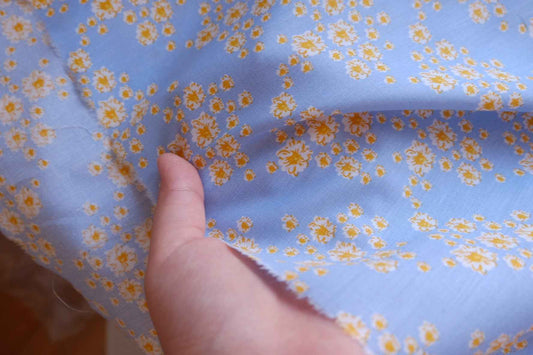 Buttercup Meadow Blue Cotton Poplin Fabric – 2.19 yd