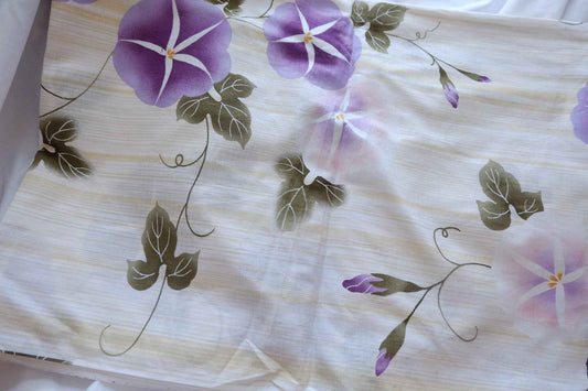 Japanese Morning Glory Slub Cotton Fabric - 1.64 yd
