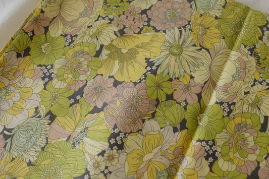 Vintage Olive Floral Cotton Lawn Fabric – 3.3 yd