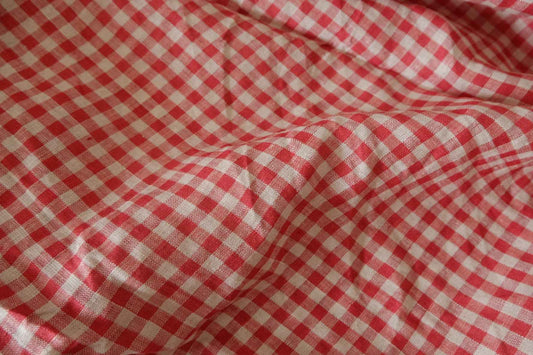 Red Gingham Yarn-Dyed Linen Fabric – 1.1 yd