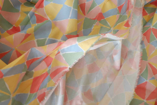 Pastel Geometric Cotton Poplin Fabric – 1.9 yd