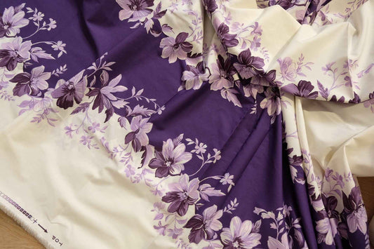 Purple Floral Cotton Poplin — 3.3 yd