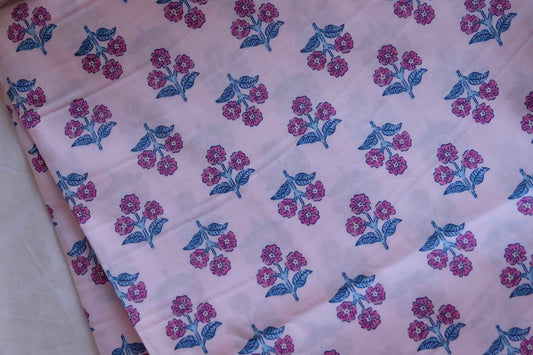Blush Pink Vintage Floral Cotton Poplin Fabric – 2.19 yd