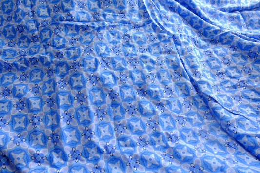 Blue Floral Lyocell-Linen Blend Fabric - 3.28 yd