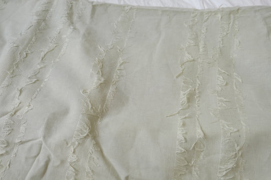 Soft Sage Fringed Stripe Cotton, 1.64 Yards