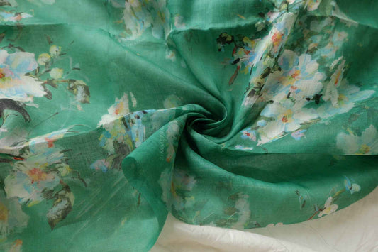 Designer Hand-Painted 80s Linen Dress Fabric - 3.28 yd