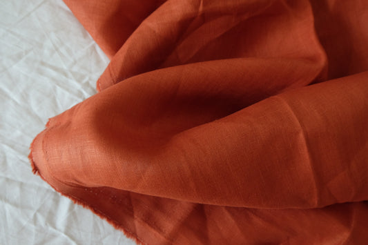 Heavy 17s Pure Linen Fabric in Rust Orange - 2.2 yd