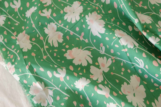 Green Floral Cotton Fabric – 3.3 yd