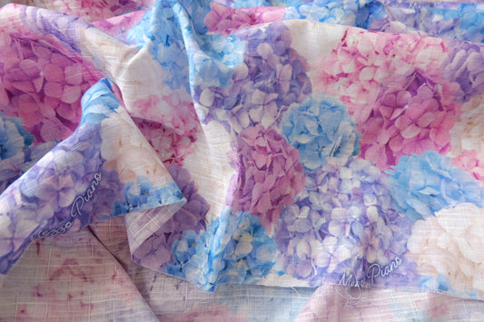 Hydrangea Slub Cotton Linen Fabric 3.3 Yards