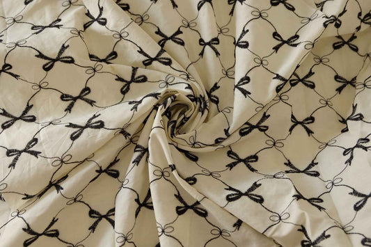 Black Bow Embroidered Cotton – 2.2 yd