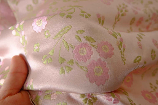 Pink Floral Jacquard Satin Fabric – 2.2 yd