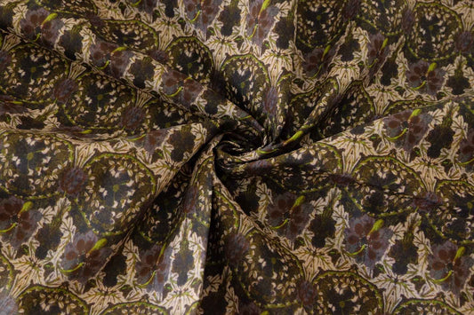 Dark Botanical Floral Cotton Fabric – 2.2 yd