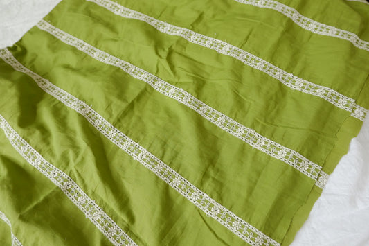 Olive Green Embroidered Blend, 2.2 Yards