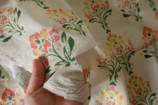 Coral Floral Cotton Poplin Fabric – 3.3 yd