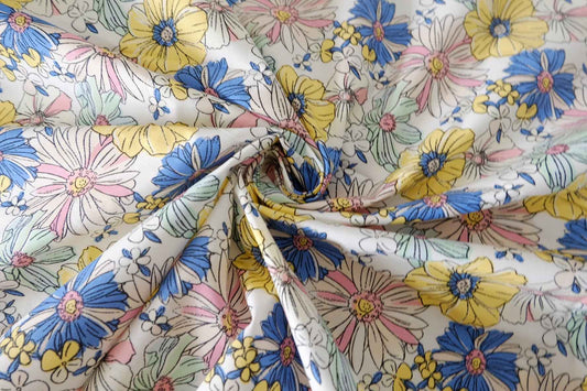 Colorful Garden Floral Cotton Lawn Fabric – 3.3 yd