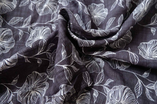 Soft Floral Linen Cotton Fabric, Lightweight Summer Blouse Weight, 1.64 Yards