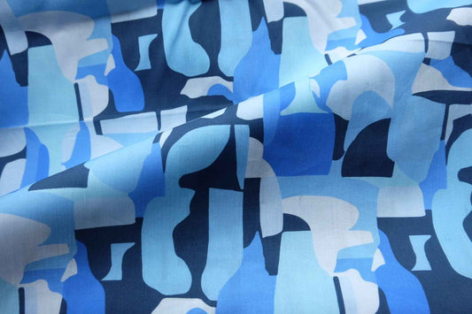 Abstract Blue Cotton Lawn – 3.3 yd