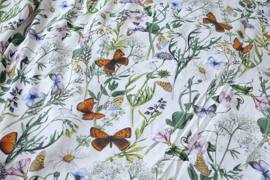 Butterfly Meadow Rayon Fabric, Soft Drapey Summer Dress Fabric, 3.28 Yards