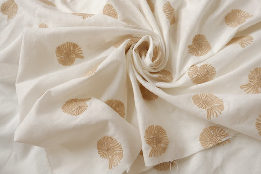 Embroidered Seashell Linen Fabric - 2.19 yd
