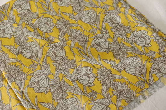 Mustard Botanical Cotton Lawn Fabric – 3.3 yd