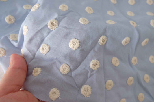 Powder Blue Embroidered Cotton Fabric – 1.6 yd