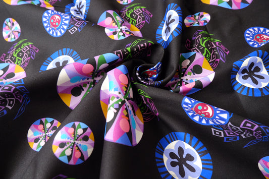 Graphic Printed Cotton Twill in Black — 2.19 Yards
