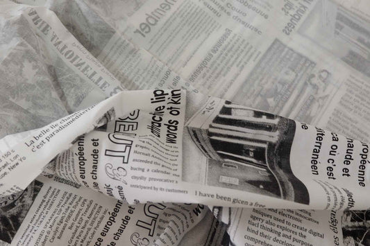 Newspaper Print Crisp Cotton Blend Fabric-3.3 yd