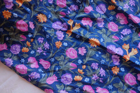 Midnight Jewel Garden Cotton Lawn Fabric – 1.09 yd