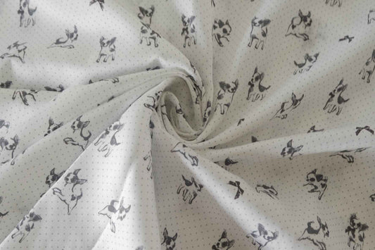 Little Dog Print Cotton Lawn Fabric – 2.2 yd