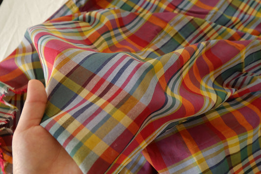Colorful Yarn-Dyed Cotton Plaid Fabric – 3.3 yd