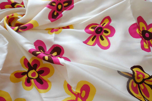 Happy Floral Cupro Twill Fabric - by Meter