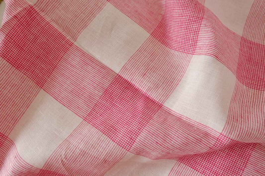 Pink Windowpane Yarn-Dyed Linen Fabric – 2.2 yd