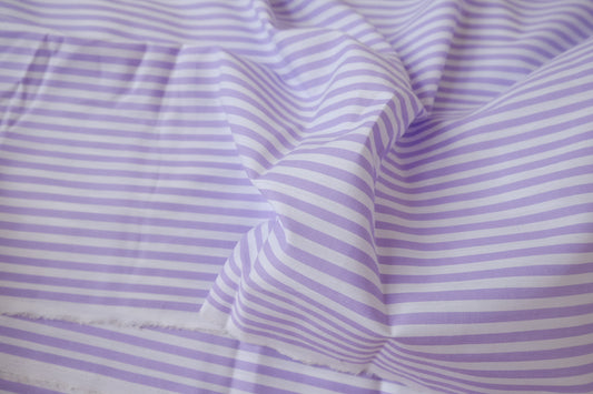 Lilac Stripe Cotton Poplin, 2.19 Yards