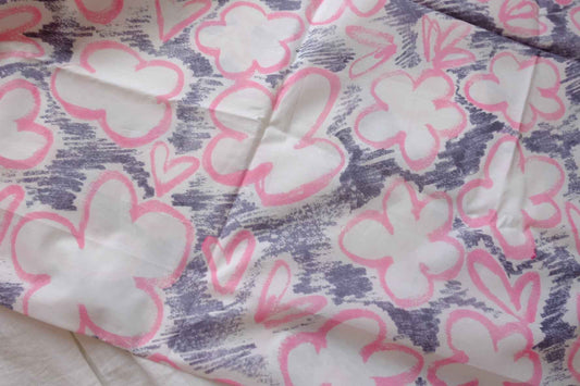Pink Sketch Floral Cotton Poplin Fabric - 1.53 yd