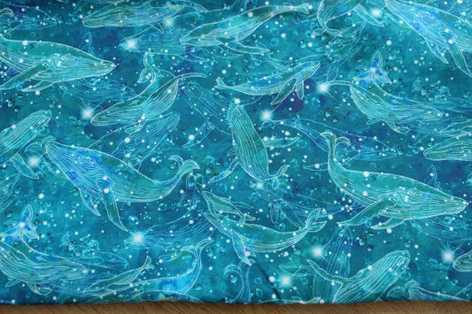 Ocean Whale Cotton Fabric — 3.3 yd