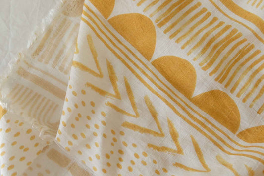Tencel Ramie Blend Abstract Geometric Fabric –2.6 yd