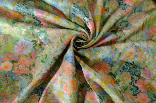 Watercolor Garden Cotton Sateen Fabric - 2.2 yd
